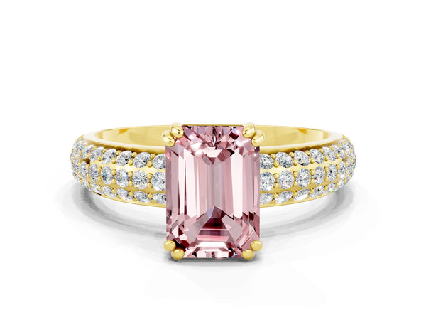 Yellow gold Emerald Cut Cut Diamond Milgrain Marquise Band with Prong Setting