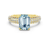 Yellow gold Emerald Cut Cut Diamond Milgrain Marquise Band with Prong Setting