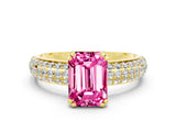 Yellow gold Emerald Cut Cut Diamond Milgrain Marquise Band with Prong Setting