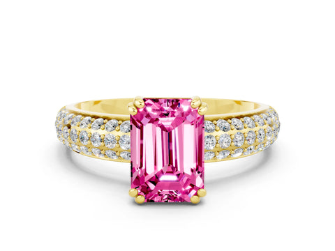 Yellow gold Emerald Cut Cut Diamond Milgrain Marquise Band with Prong Setting