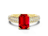 Yellow gold Emerald Cut Cut Diamond Milgrain Marquise Band with Prong Setting