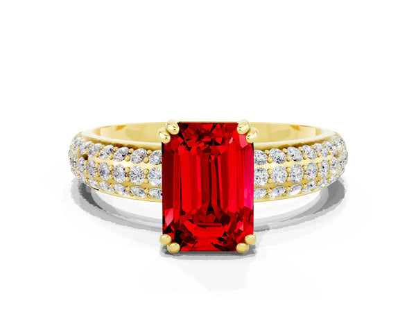 Yellow gold Emerald Cut Cut Diamond Milgrain Marquise Band with Prong Setting