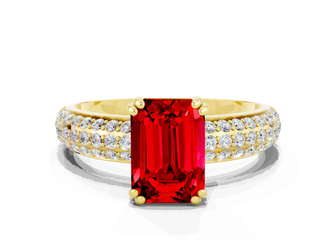 Yellow gold Emerald Cut Cut Diamond Milgrain Marquise Band with Prong Setting