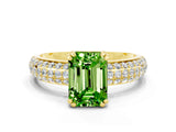 Yellow gold Emerald Cut Cut Diamond Milgrain Marquise Band with Prong Setting