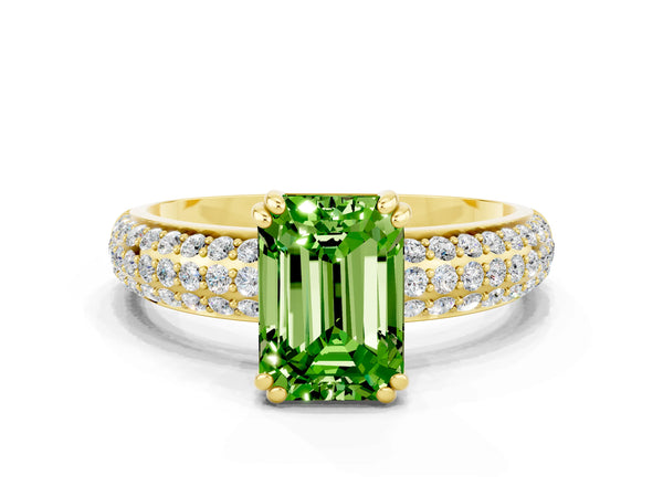 Yellow gold Emerald Cut Cut Diamond Milgrain Marquise Band with Prong Setting