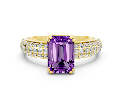 Yellow gold Emerald Cut Cut Diamond Milgrain Marquise Band with Prong Setting