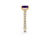 Yellow gold Emerald Cut Cut Diamond Pavé Band with Four-Prong Setting_2
