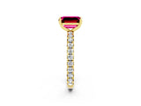 Yellow gold Emerald Cut Cut Diamond Pavé Band with Four-Prong Setting_2