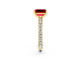 Yellow gold Emerald Cut Cut Diamond Pavé Band with Four-Prong Setting_2