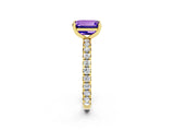 Yellow gold Emerald Cut Cut Diamond Pavé Band with Four-Prong Setting_2