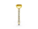 Yellow gold Emerald Cut Cut Diamond Pavé Band with Four-Prong Setting_2