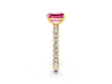 Yellow gold Emerald Cut Cut Diamond Pavé Band with Four-Prong Setting_2