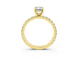 Yellow gold Emerald Cut Cut Diamond Pavé Band with Four-Prong Setting_3