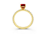 Yellow gold Emerald Cut Cut Diamond Pavé Band with Four-Prong Setting_3