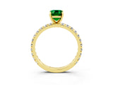 Yellow gold Emerald Cut Cut Diamond Pavé Band with Four-Prong Setting_3