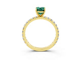 Yellow gold Emerald Cut Cut Diamond Pavé Band with Four-Prong Setting_3