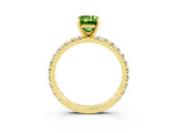 Yellow gold Emerald Cut Cut Diamond Pavé Band with Four-Prong Setting_3