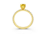 Yellow gold Emerald Cut Cut Diamond Pavé Band with Four-Prong Setting_3