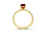 Yellow gold Emerald Cut Cut Diamond Pavé Band with Four-Prong Setting_3