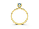 Yellow gold Emerald Cut Cut Diamond Pavé Band with Four-Prong Setting_3