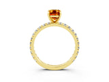 Yellow gold Emerald Cut Cut Diamond Pavé Band with Four-Prong Setting_3