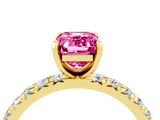 Yellow gold Emerald Cut Cut Diamond Pavé Band with Four-Prong Setting_4