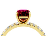 Yellow gold Emerald Cut Cut Diamond Pavé Band with Four-Prong Setting_4