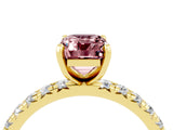 Yellow gold Emerald Cut Cut Diamond Pavé Band with Four-Prong Setting_4