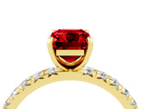 Yellow gold Emerald Cut Cut Diamond Pavé Band with Four-Prong Setting_4