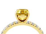 Yellow gold Emerald Cut Cut Diamond Pavé Band with Four-Prong Setting_4