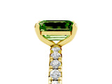 Yellow gold Emerald Cut Cut Diamond Pavé Band with Four-Prong Setting_5