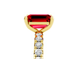 Yellow gold Emerald Cut Cut Diamond Pavé Band with Four-Prong Setting_5