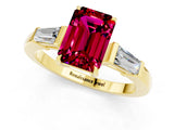 Yellow gold Emerald Cut Cut Diamond Ring with Tapered Baguette Side Stones in Four-Prong Setting_1