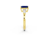 Yellow gold Emerald Cut Cut Diamond Ring with Tapered Baguette Side Stones in Four-Prong Setting_2
