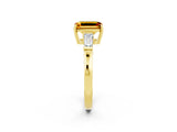 Yellow gold Emerald Cut Cut Diamond Ring with Tapered Baguette Side Stones in Four-Prong Setting_2