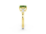 Yellow gold Emerald Cut Cut Diamond Ring with Tapered Baguette Side Stones in Four-Prong Setting_2