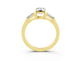 Yellow gold Emerald Cut Cut Diamond Ring with Tapered Baguette Side Stones in Four-Prong Setting_3