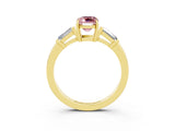 Yellow gold Emerald Cut Cut Diamond Ring with Tapered Baguette Side Stones in Four-Prong Setting_3