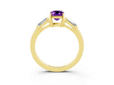 Yellow gold Emerald Cut Cut Diamond Ring with Tapered Baguette Side Stones in Four-Prong Setting_3