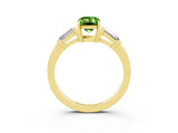 Yellow gold Emerald Cut Cut Diamond Ring with Tapered Baguette Side Stones in Four-Prong Setting_3