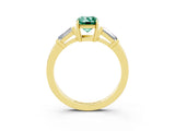 Yellow gold Emerald Cut Cut Diamond Ring with Tapered Baguette Side Stones in Four-Prong Setting_3