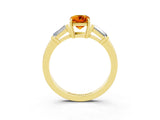 Yellow gold Emerald Cut Cut Diamond Ring with Tapered Baguette Side Stones in Four-Prong Setting_3