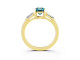 Yellow gold Emerald Cut Cut Diamond Ring with Tapered Baguette Side Stones in Four-Prong Setting_3