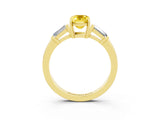 Yellow gold Emerald Cut Cut Diamond Ring with Tapered Baguette Side Stones in Four-Prong Setting_3