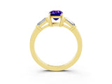 Yellow gold Emerald Cut Cut Diamond Ring with Tapered Baguette Side Stones in Four-Prong Setting_3