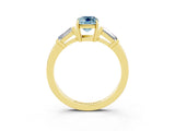 Yellow gold Emerald Cut Cut Diamond Ring with Tapered Baguette Side Stones in Four-Prong Setting_3