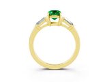 Yellow gold Emerald Cut Cut Diamond Ring with Tapered Baguette Side Stones in Four-Prong Setting_3