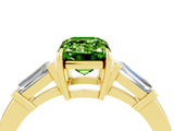 Yellow gold Emerald Cut Cut Diamond Ring with Tapered Baguette Side Stones in Four-Prong Setting_4