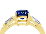 Yellow gold Emerald Cut Cut Diamond Ring with Tapered Baguette Side Stones in Four-Prong Setting_4