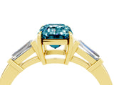 Yellow gold Emerald Cut Cut Diamond Ring with Tapered Baguette Side Stones in Four-Prong Setting_4